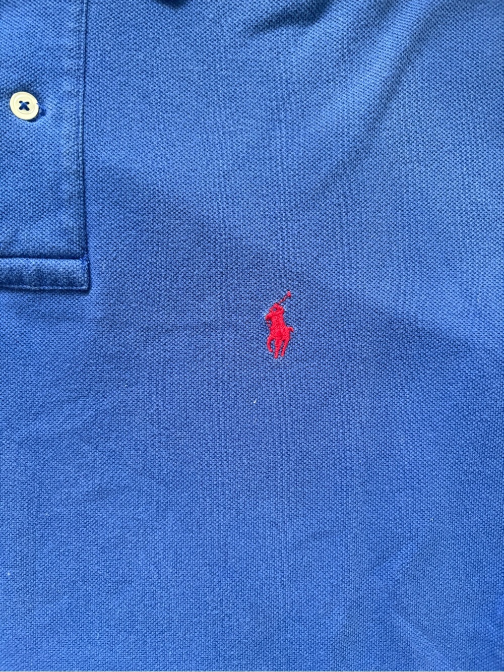 Polo Ralph Lauren Blue Polo Shirt Red Pony Men’s Medium Classic Custom Fit - Picture 4 of 4